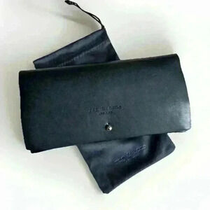 Rag and Bone Sunglasses Case With Pouch‎ Black Leather Semi Hard Eyeglasses New